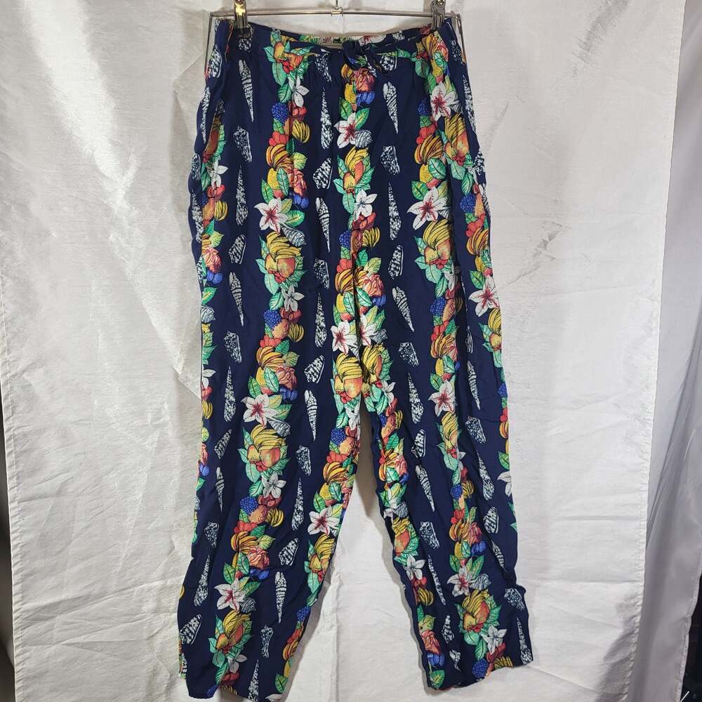 Bonita Vintage Floral and Shell Pattern Elastic Waist Casual Trousers